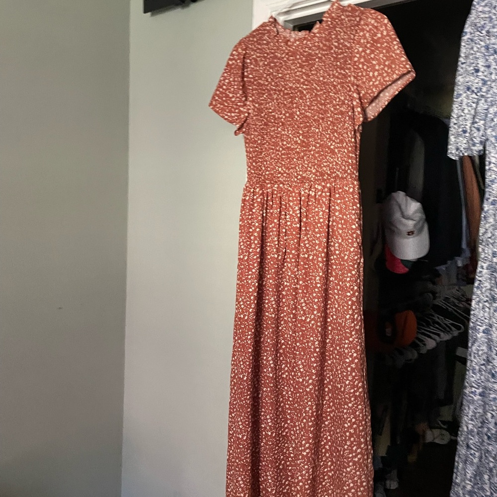 Polagram Terracotta Floral Maxi Dress